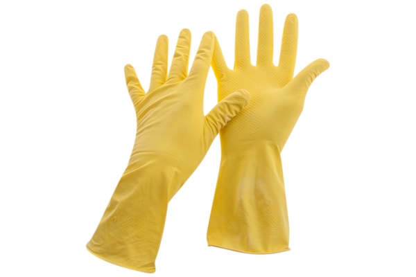 Перчатки резиновые хозяйственные OfficeClean Стандарт+,супер прочные,р.M,желтые,пакет с европодвесом
