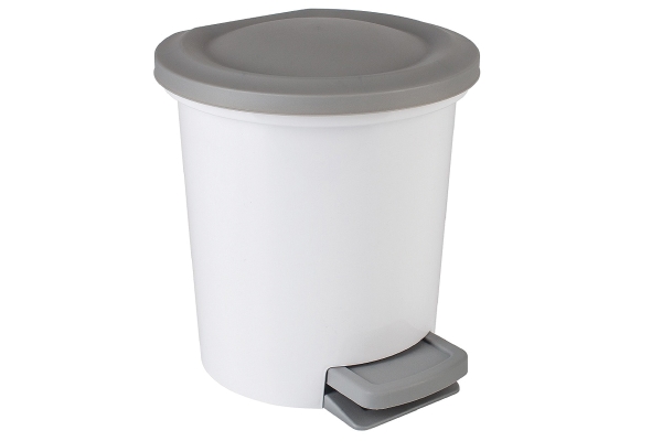 Ведро-контейнер для мусора (урна) Svip "Ориджинал",  6л, с педалью, круглое, пластик, белое