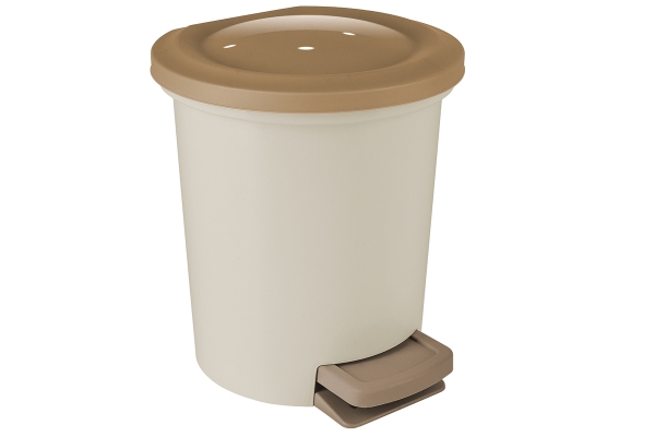 Ведро-контейнер для мусора (урна) Svip "Ориджинал",  6л, с педалью, круглое, пластик, кофейного цвета
