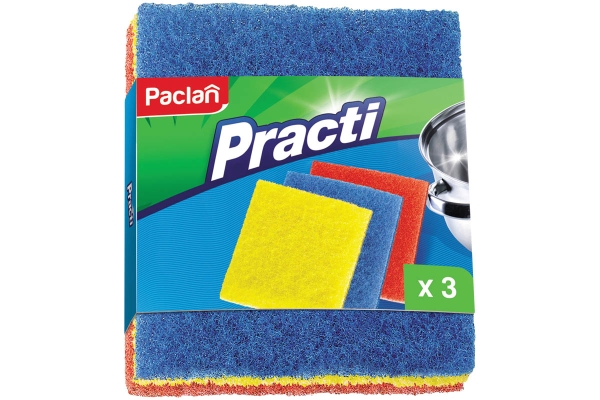 Губки для посуды Paclan "Practi", абразивная, 15*13см, 3шт.