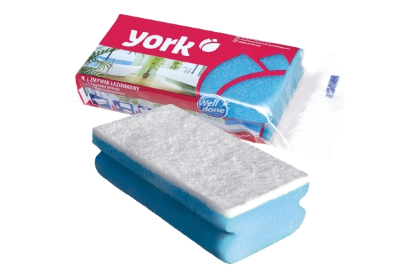 Губка для посуды York, санитарная, поролон с абразивным слоем, 13,5*7*4,3см, 1шт.