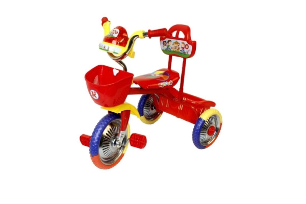 Велосипед 3-х колесный Чижик красный без ручки со светом и звуком, металлические колеса