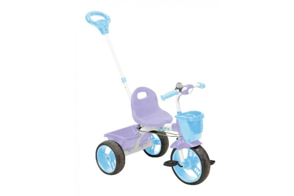 Велосипед трехколесный Nika с родительской ручкой, белый с голубым арт.ВД2/3