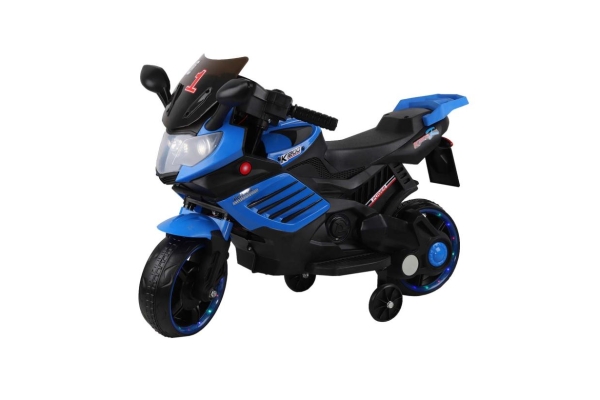 Электромотоцикл City-Ride на акуммуляторе, синий, светящиеся пластиковые колеса, 380W*1, свет LED