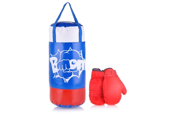 Боксерский набор Belon Груша 50*20 см, перчатки, цвет синий/белый/красный арт.НБ-001-Ф/ПР1