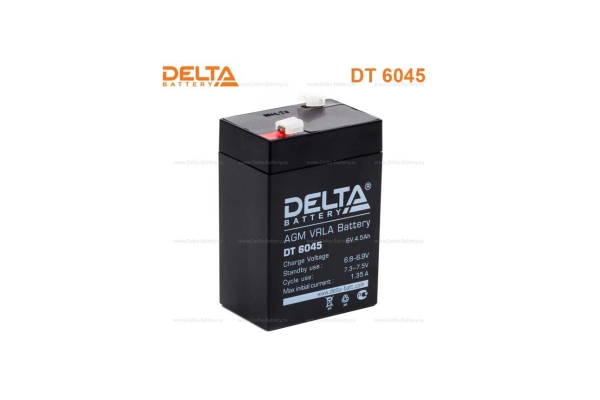  Аккумулятор DELTA 6V 4,5AH (Д*Ш*В 70*47*107) DT 6045