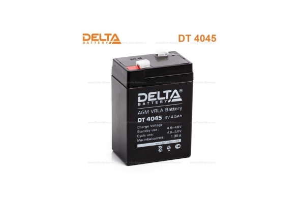  Аккумулятор DELTA 4V 4,5AH (Д*Ш*В 47*47*101) DT 4045