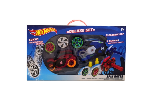 Hot Wheels Spin Racer Deluxe Set 2 пуск. механизма + 3 диска, с аксесс., 16 см Т19375