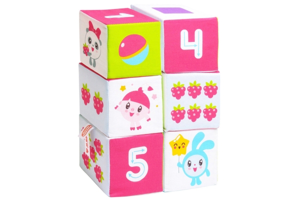 Кубики Малышарики Учим формы, цвет и счет, 6 штук Мякиши