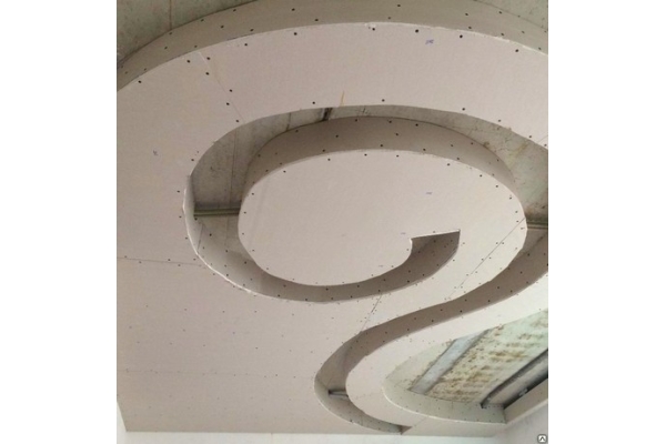 Монтаж потолка из ГКЛ в два уровня с криволинейными элементами