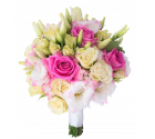 Букет невесты с белыми и ярко-розовыми розами