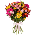 Букет 15 разноцветных кустовых роз