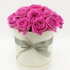 Букет с доставкой 15 розовых роз в шляпной коробке