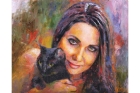 Портрет маслом «Девушка с котом»