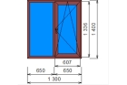 Ламинированные окна Brusbox 60 для коттеджа (1400х1300)