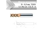 Фреза концевая твердосплавная D-0,9 мм, Z=2, dхв-4, L1-50 мм, L 2-1,8 мм, TiSiN