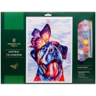 Картина по номерам Greenwich Line "Пёс и бабочка" A3, с акриловыми красками, картон, европодвес