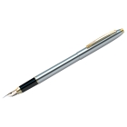 Ручка перьевая Berlingo "Golden Prestige" синяя, 0,8мм, корпус хром/золото, пластик. футляр