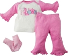Комплект для девочки 3 предмета (розовый), 6-9 месяцев Bon Bebe