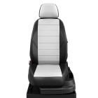 Чехлы для Ford Transit с 2015-н.в. фургон 3 места-передние. белый/черный цвет. эко кожа 